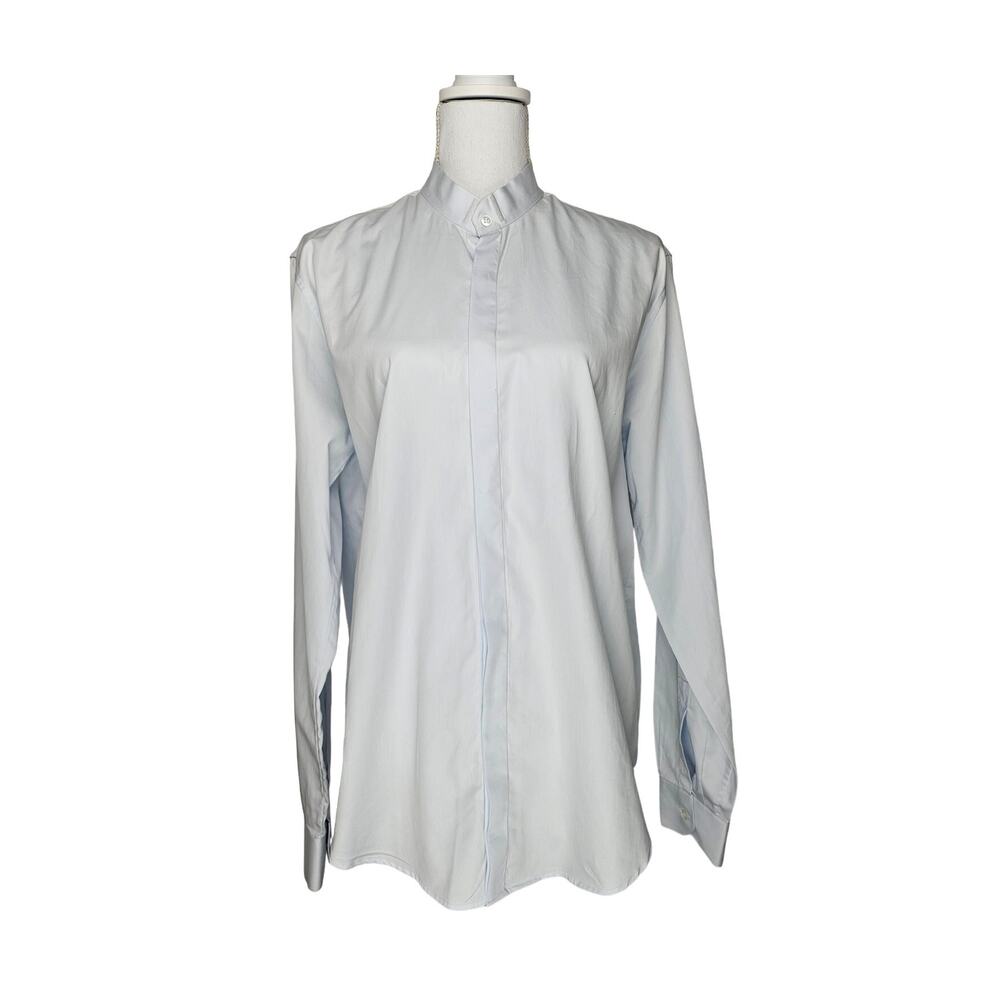 PETAR PETROV “ONE OF SOME” LIGHT BLUE SHIRT SIZE 48/M – COTTON – MANDARIN COLLAR